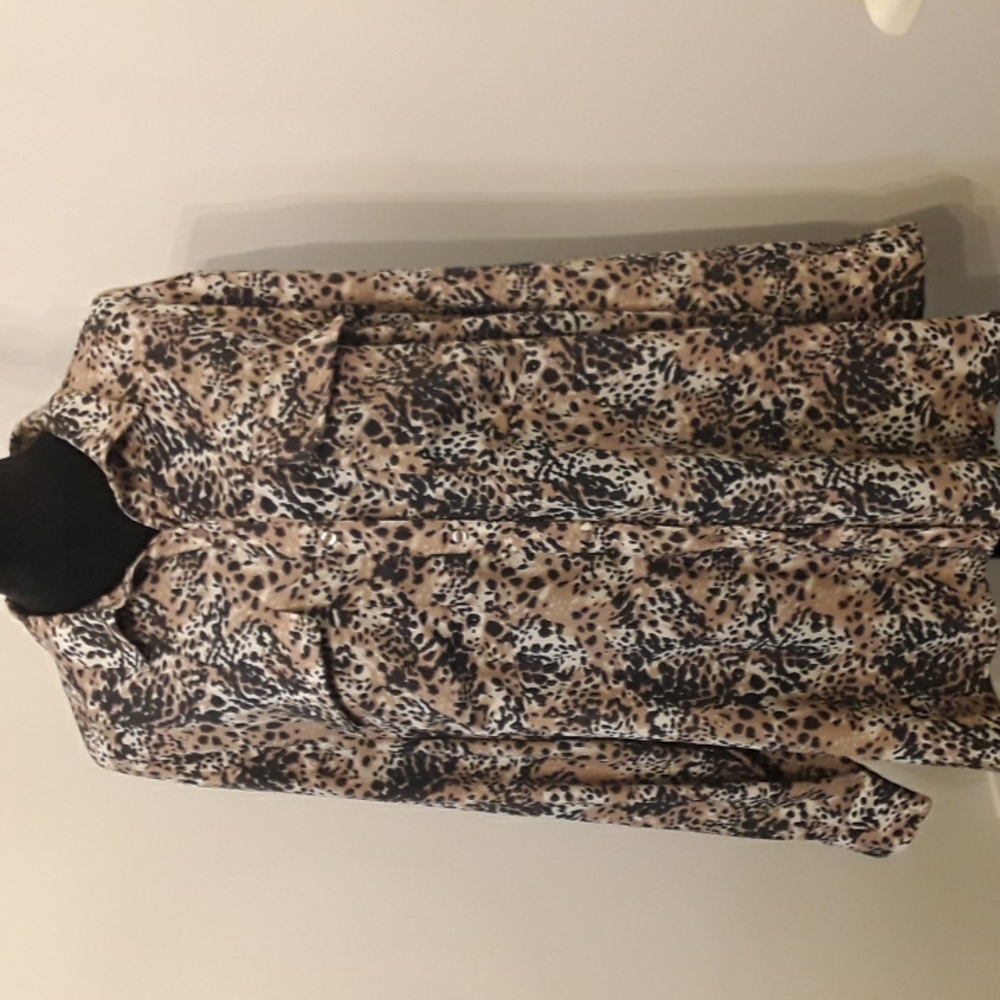 Long Sleeved Animal Print Button Down Shirt 3X